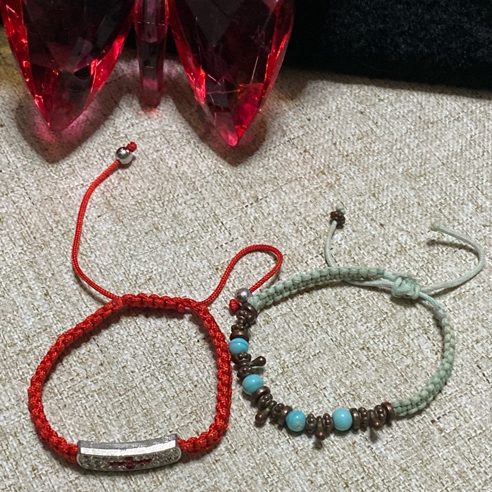 Red and Turquoise Beaded Bracelet Set